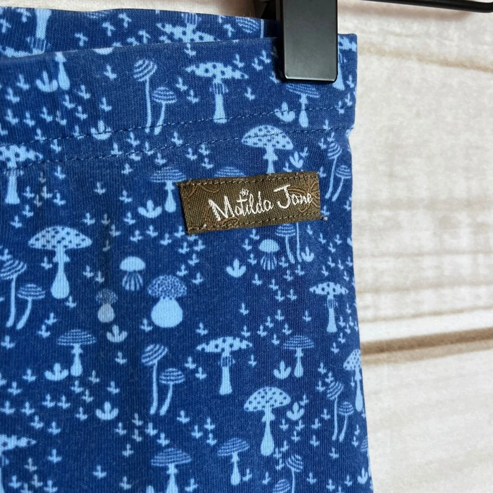 Matilda Jane Girls Blue Mushroom‎ Print Ruffle Leggings Size 12-18 Months